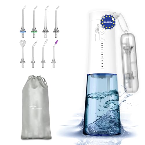 Hydropulseur buccal portable Aquapik® One avec 8 embouts + 4 modes + 6 niveaux de pression, étanche IPX7, élimine la plaque dentaire, gencives, implants et les appareils orthodontiques, 250 ml,USB-C