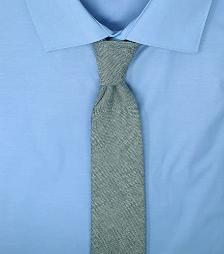 Image of Men's Chambray Cotton Skinny Necktie Tie Textured Distressed Style - 2.5 inch Width