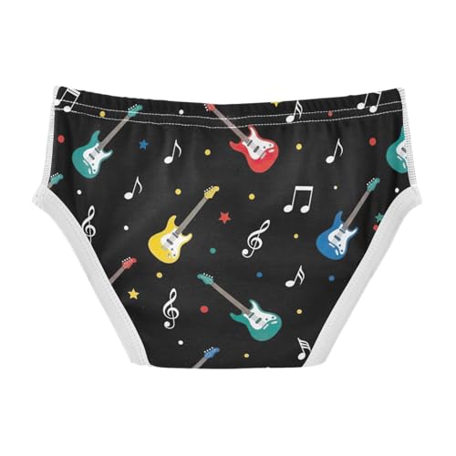 CHIFIGNO Boys Briefs Cotton Underwear Printed Breathable Little Boy Brief Underwear, Cute Colorful Guitars Black2