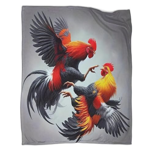 Plaid coq impression 3D en microfibre douce 127x152 cm pour canapé - 3