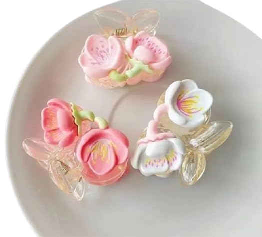 GIRLISH Korean Fashion Style Pearl Rhinestone Metal Hair Claw Clucher Stylish Hair Accessories Jewellery For Women’s And Girls (Pack of, 3 Pink)