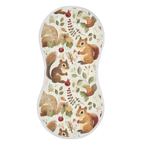 Squirrel Cartoon Watercolor Cotton Large Burp Cloths for Baby Soft and Absorbent Burp Rags for Gender Neutral Set of 2, 22x11in2