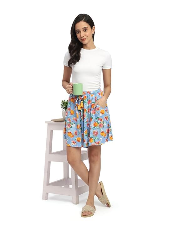 Image of B STORIES Women's Viscose Printed Lounge Culotte Shorts (Pack of 2)