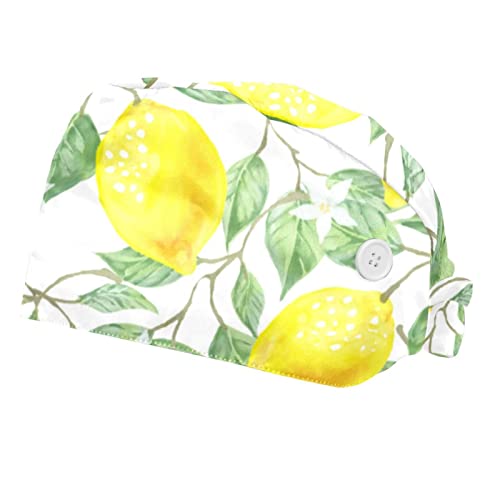 Chapeaux de travail pour hommes et femmes JDEZ : bonnet bouffant motif citron réglable