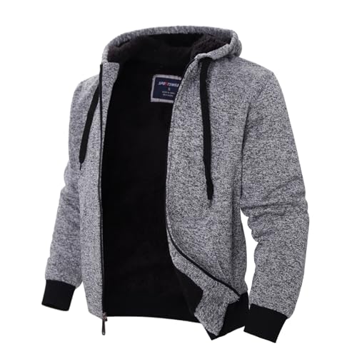 Image of LeeHanTon Sherpa Lined Hoodies for Men Heavyweight Full Zip Up Sweatshirt Thick Fleece Winter Warm Work Jackets Plus Size