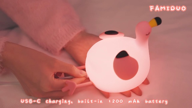 Image of FAMIDUO Flamingo Night Light for Kids,Pink Flamingo Gift, Silicone LED Squishy Animal Lamp,Dimmable /Timer Nursery Nightlight for Baby, Rechargeable Touch Bedside Lamp, Bedroom /Dorm Decor,Girls Gifts