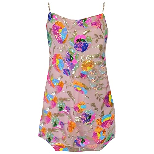 Robe à paillettes florales multicolores pour femme : brillez sans effort à votre soirée