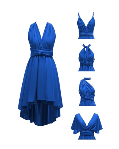 Image of Women's Short Convertible Dress with Bandeau High Low Infinity Bridesmaid Dresses Multi-Way Transformer Formal Dress