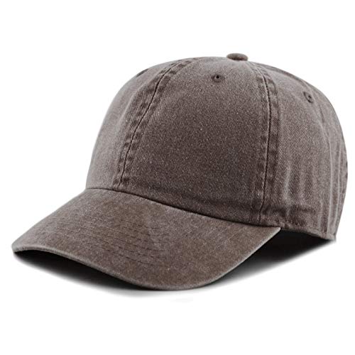 The Hat Depot 100% Cotton Pigment Dyed Low Profile Six Panel Cap Hat (Brown)