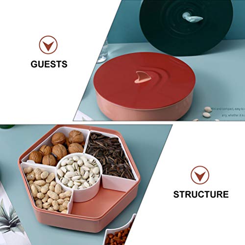 FAVOMOTO Bandeja de Doces E Nozes Aperitivo Servindo Recipiente Com Tampa 5 Compartimento Organizado