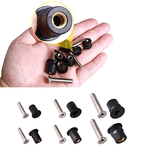 36 pairs m4 m5 m6 neoprene well nuts with stainless steel screw m5 rubber well nuts kayak brass copper bolts well nut kit for kayak motorcycle boat marine windscreen accessories m4 m5 m6