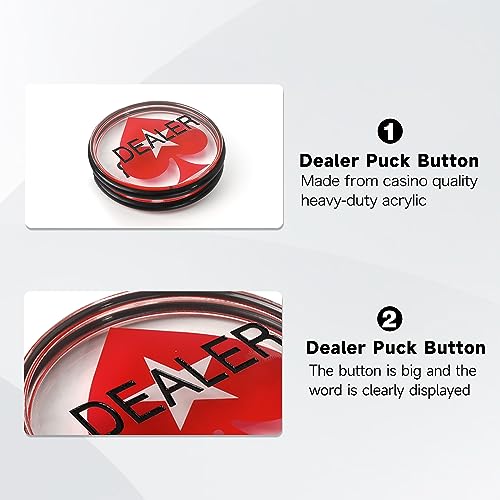 Image of GSE Games & Sports Expert 3-Inch Double-Sided Casino Grade Clear Acrylic Poker Dealer Puck Button for Gambling Card Games, Texas Hold 'em, Poker Nights, Tournaments