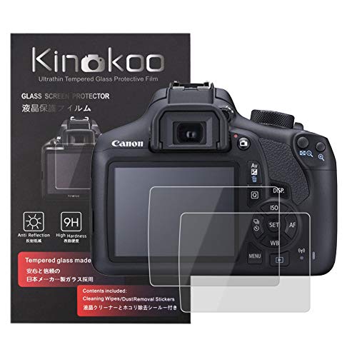 kinokoo Película de Vidrio Templado para Canon EOS 1200D/1300D/1500D/2000D Crystal Clear Film Protector de Pantalla Canon 1200D 1300D 1500D 2000D sin Burbujas/antiarañazos (Paquete de 2)