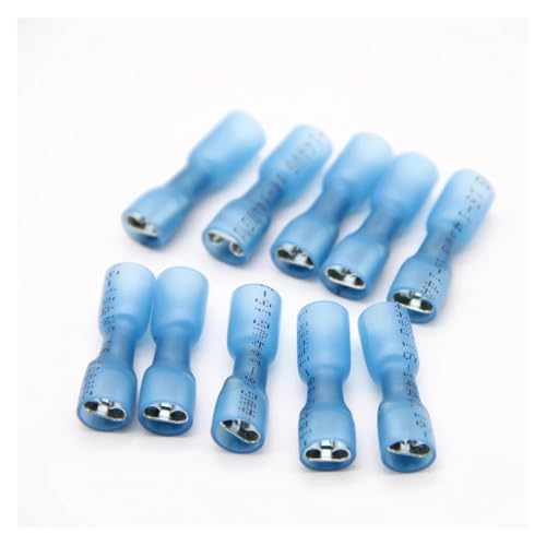 25PCS Heat Shrink Crimp Terminals Kit Insulated Butt Wire Connector Electrical Cable Female Docking Spade Terminal(Blue)