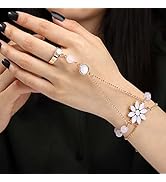 Yalice Boho Finger Bracelet Ring White Crystal Hand Chain Flower Slave Finger Chains Fashion Rhin...
