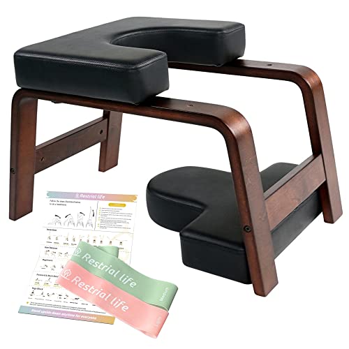 Restrial Life Yoga Inversion Bench- Headstand Bench for Home & Gym, Relieve Stress, Strengthen Core, Improve Sleep & Digestion(Two Resistance Bands For Free)