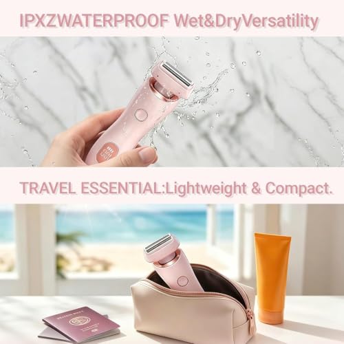 Image of Livora Electric Shaver for Women, SilkGlide Cordless Razor for Legs Underarms Bikini, Painless Hypoallergenic Lady Trimmer, IPX7 Waterproof Wet Dry Use, USB Rechargeable (Pink)