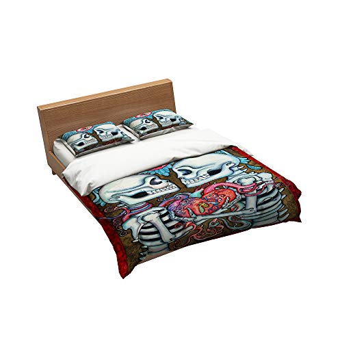 Funda de edredón individual 3D calavera ropa de cama microfibra 200x200 5