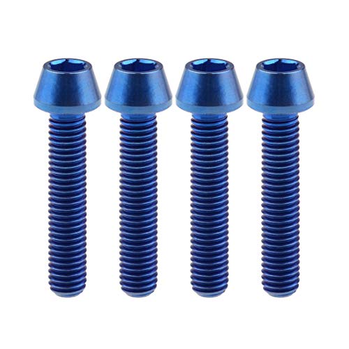 Image of Titanium Ti Bolt M5x9 16 18 20 25 30 35 40 45 50 55 60mm Tapered Head Screws Pack of 4 (M5x25mm, Blue)