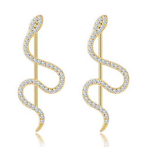 KINIVA Ear Cuffs Climber 925 Sterling Silver Snake Earrings for Women Ear Wrap Crawler Earrings Hypoallergenic Cubic Zirconia Diamond Stud Trendy Jewelry Statement Gift