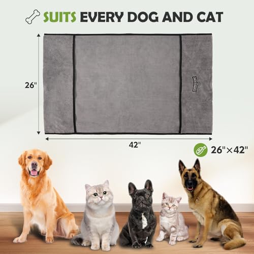 Conjunto de toalhas de microfibra para cães absorvente: pacote com 2 toalhas de cachorro grande de s