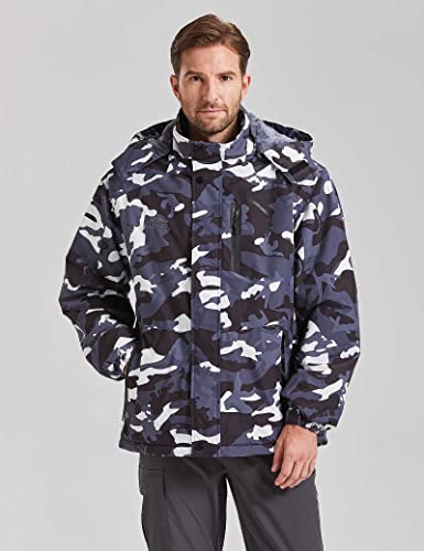 Image of ELLSWOS Men's Waterproof Ski Jacket Winter Snow Coat Warm Hooded Raincoat Windproof Windbreakers
