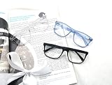 MODFANS Zestaw 3 okularów do czytania dla mężczyzn i kobiet, dobre okulary, wysokiej jakości, prostokątne, wygodne, dla mężczyzn i kobiet, kolor czarno-niebieski-przezroczyste