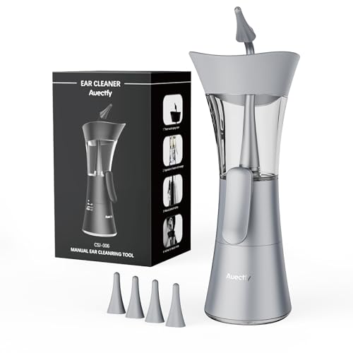 Ohrreinigungsset - Einhand-Ohrreiniger, Einfaches Manuelles Ohrspülsystem mit weicher Silikonspitze zur Effektiven & Sicheren Entfernung von Ohrschmalz für die Häusliche Anwendung (Grau)
