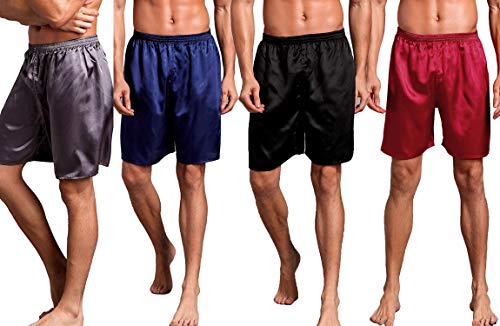 Mens Satin Boxers Shorts Sleepwear Satin Pajama Bottom Underwear Silk Sleep Shorts