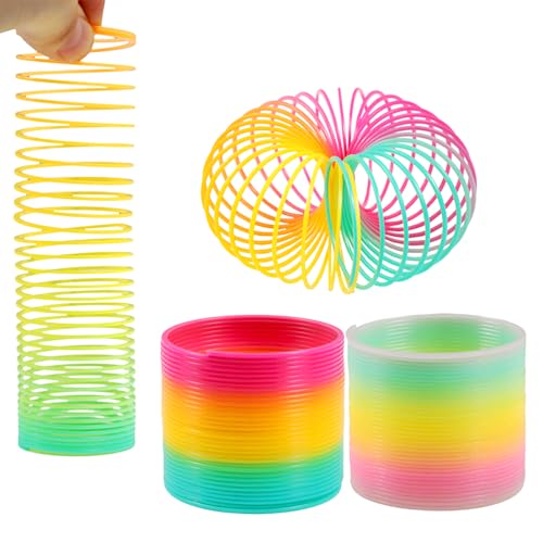 Limeow 4 Stück RegenbogenspiraleTreppenläufer SpiraleTreppenhüpfer Party Regenbogenspirale Party Mitgebsel Regenbogen Spielzeug Für Kinder Spielzeug Lernspielzeug Puzzle Lernspielzeug 5 2*5 2*5cm
