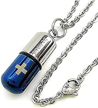Collar de acero inoxidable con colgante de cápsula médica, de plata, útil y práctico