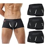 [Pazalor] ボクサーパンツ 蒸れない 陰嚢分離型 両側の前開き 竹繊維 (ブラックx3, XL)
