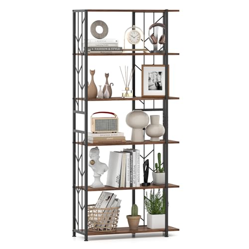 GIANTEX Étagère à 6 Niveaux, Bibliothèque 180 CM de Hauteur avec Étagères Ouvertes, Organisateur de Rangement Autoportant avec Cadre en Métal et Kits...