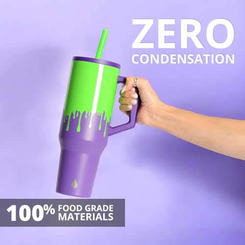 Image of Elemental Spill Proof 40oz Insulated Tumbler with Handle & Straw Travel Mug | Stainless Steel Commuter Travel Coffee Mug for Cold Beverages, Includes 2 Straws & a Spill Proof Lid for Everyday Use
