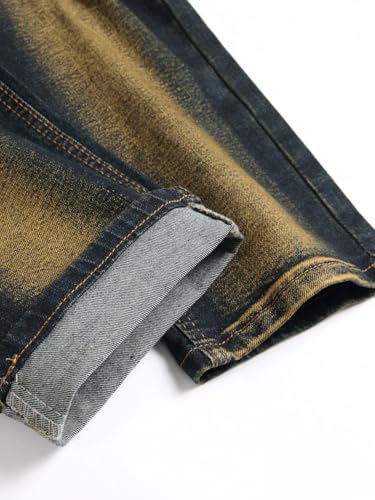 Mens Jeans Slim Fit Trendy Grunge Punk Rock Faded Dark Wash Stretchy Skinny Ripped Jeans2