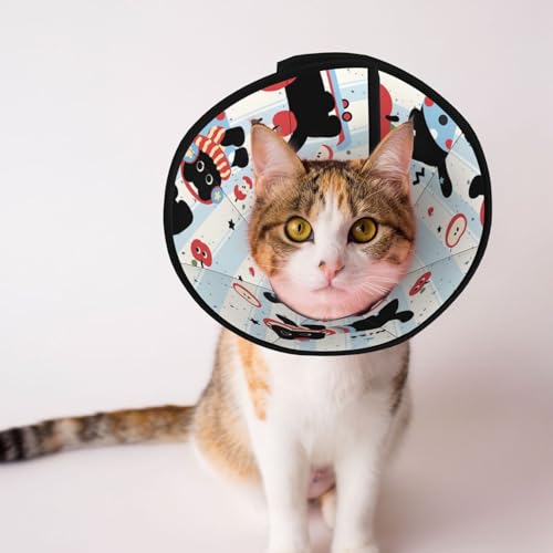 可愛い 猫 ペット エリザベスカラー 保護首輪 ペット用品 ベルクロ付き サイズ調整可能 軽量 通気性 柔らかく 快適 手術後ケア 傷口保護 舐め 噛み 引っ掻き防止 犬用 猫用 保護サークル S-L