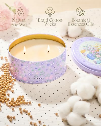Image of M&SENSE Dual-Wicks Lilac Scented Candles 12oz | 2 Wick Spring Soy Candle, Natural Soy Wax, Floral Scented, Mother's Day Candle, Birthday Candle for Women
