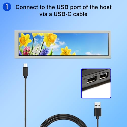 Image of VSDISPLAY 8.8 Inch 1920x480 IPS LCD Monitor for Secondary Display /DIY Computer PC Case GPU CPU RAM Temperature Data Monitoring Sensor Panel,White