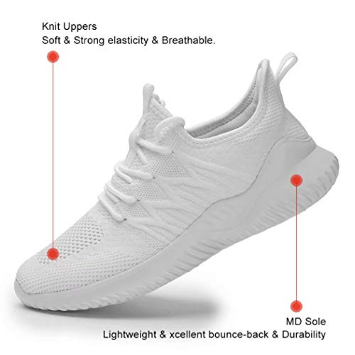 Image of Womens Ladies Walking Running Shoes Slip On Lightweight Casual Tennis Sneakers Girls Kids Zapatos de Mujer White