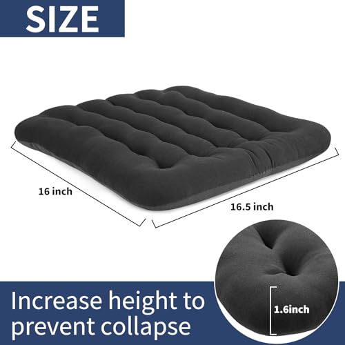 BUYUE Good Support Office Chair Cushion Padded, Soft Velvet Comfortable Non-Slip Seat Cushion for Computer Desk Kitchen Chair (1 Count, Gray)