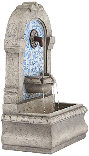 Manhasset 30 1/4" High Large Italian Outdoor Decor Blue Faux Stone Floor Fountain Standing Waterfall Tiered Cascading Water Feature for Outside Garden Patio Yard Backyard Porch Deck - John Timberland