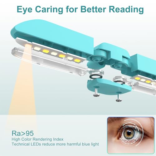 Image of Vekkia 14 LED Rechargeable Book Light for Reading at Night, Eye-Care Reading Light for Books in Bed, 180 Adjustable, Clip on Lamp, 3 Color Temperatures, Lightweight, Present for Reader