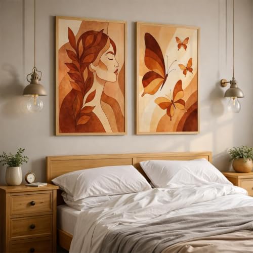 Image of YANVEER Set of 2 Butterfly Framed Wall Painting for Living Room | Modern Aesthetic Butterfly Wall Art Frames | Nature Inspired Wall Decor for Bedroom, Hall & Office (13X17 inch)