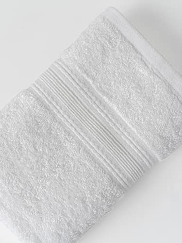 Image of DDECOR - Pack of 1 Ecofriendly 650 GSM Solid Cotton Bamboo Hand Towel, White