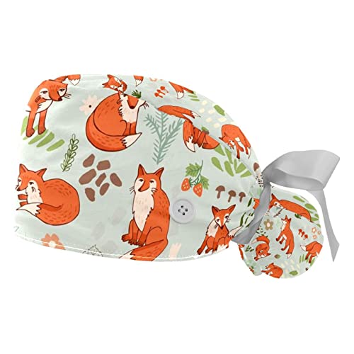 Chapeaux bouffants pour cabinet et cuisine : 2 casquettes ajustables motif renard