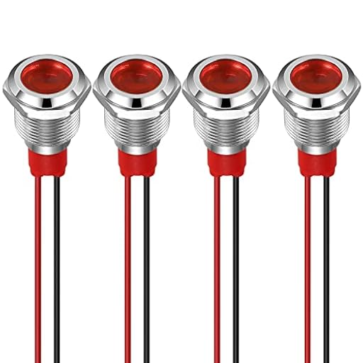 GUUZI 12 mm Luz Indicadora LED 12-24 V Luz Señal Impermeable Panel de Metal Indicador LED Luz de Señal Montaje en Panel Cabeza Plana con Cables Carcasa Plateada (Rojo, 4 Piezas) | Ya disponible en tu tienda friki favorita! En mundofriki.es! GUUZI 12 mm Luz Indicadora LED 12-24 V Luz Señal Impermeable Panel de Metal Indicador LED Luz de Señal Montaje en Panel Cabeza Plana con Cables Carcasa Plateada (Rojo, 4 Piezas) | Ya disponible en tu tienda friki favorita! En mundofriki.es!