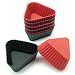 Freshware CB-307RB 12-Pack Silicone Mini Triangle Reusable Cupcake and Muffin Baking Cup, Black and Red Colors