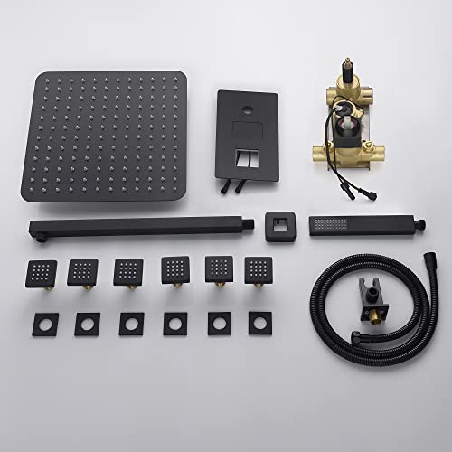 Sistema de ducha de pared Cascada Digital 12” con control monocomando y pantalla LCD, 3 funciones (Lluvia, jets corporales y ducha de mano) en acero inoxidable pulido miniatura 3