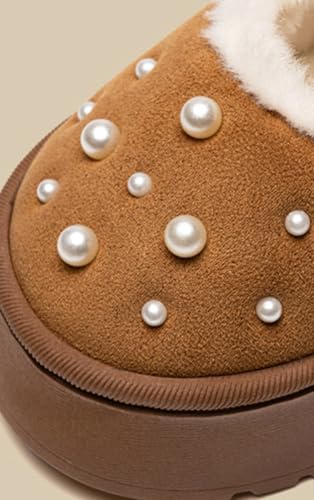 Closed - Toe Mule Slippers Pearl - Embellished Thick Platform Suede - Like Fleece - Lined Indoor Outdoor2