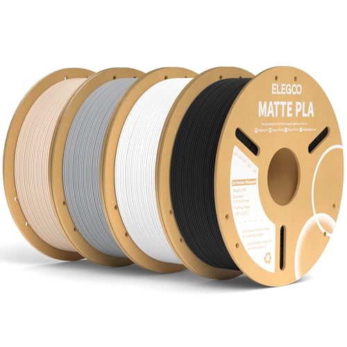 ELEGOO Matte PLA 3D Printer Filament Bundle 4KG 1.75mm, Matte Finish